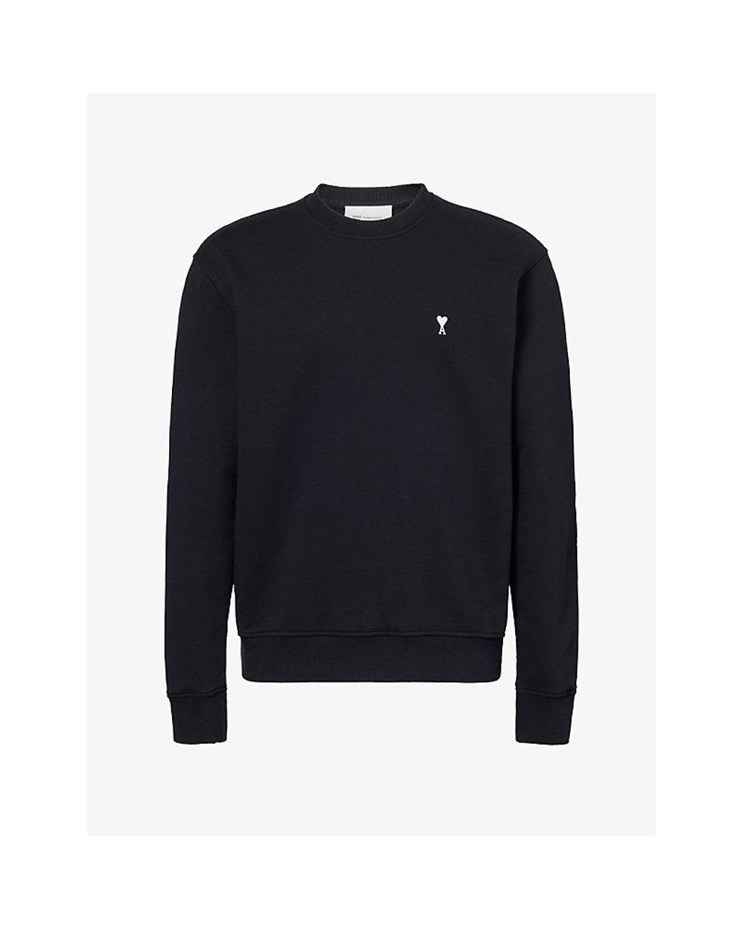 AMI Blue Adc Logo-Embroidered Cotton-Jersey Sweatshir for men