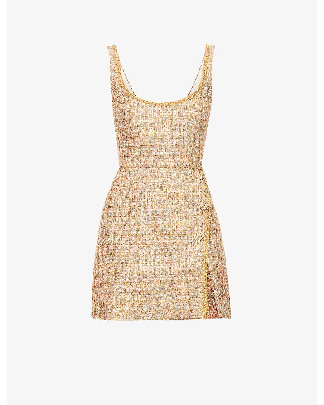 SelfPortrait Tinsel Sleeveless Slimfit Boucle Mini Dress in Metallic