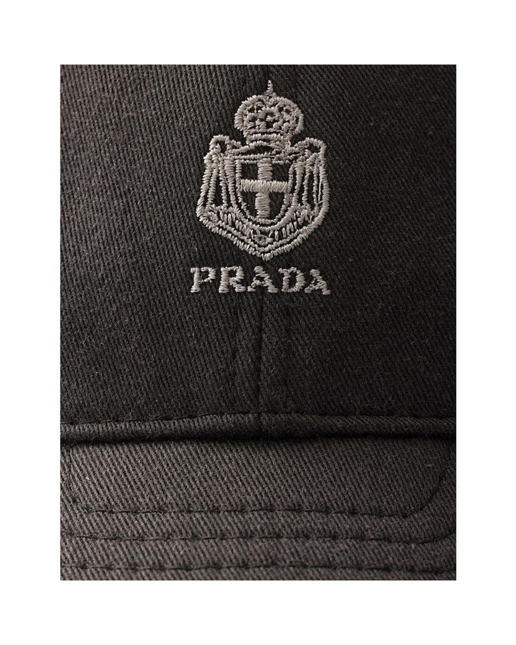 Prada Black Old Gabardine Cotton Baseball Cap for men