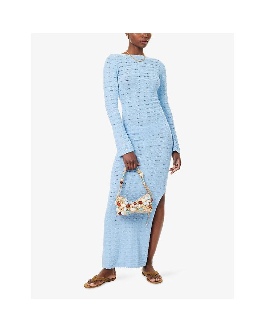 The Couture Club Blue Crochet Two Way Cotton Maxi Dress