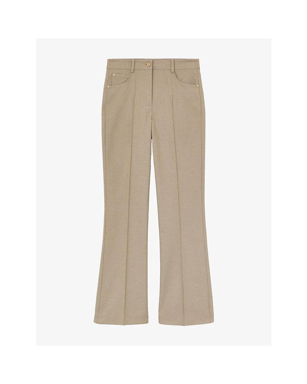 Reiss Natural Sofia Flared-Leg Stretch-Twill Trousers