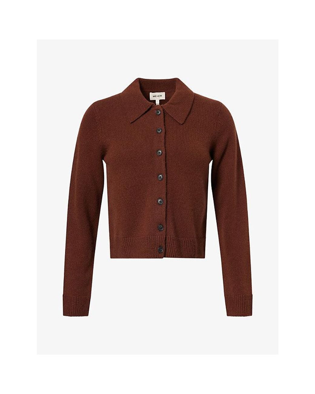 ME+EM Red Button-Through Cashmere Cardigan