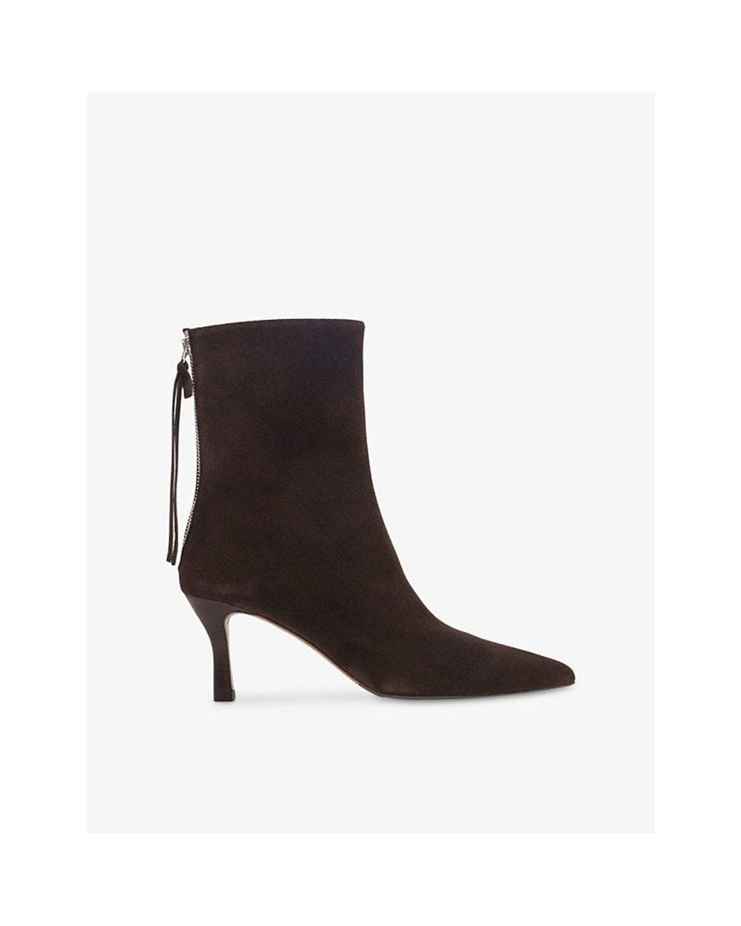 Maje Black Zipped Suede Heeled Ankle Boots