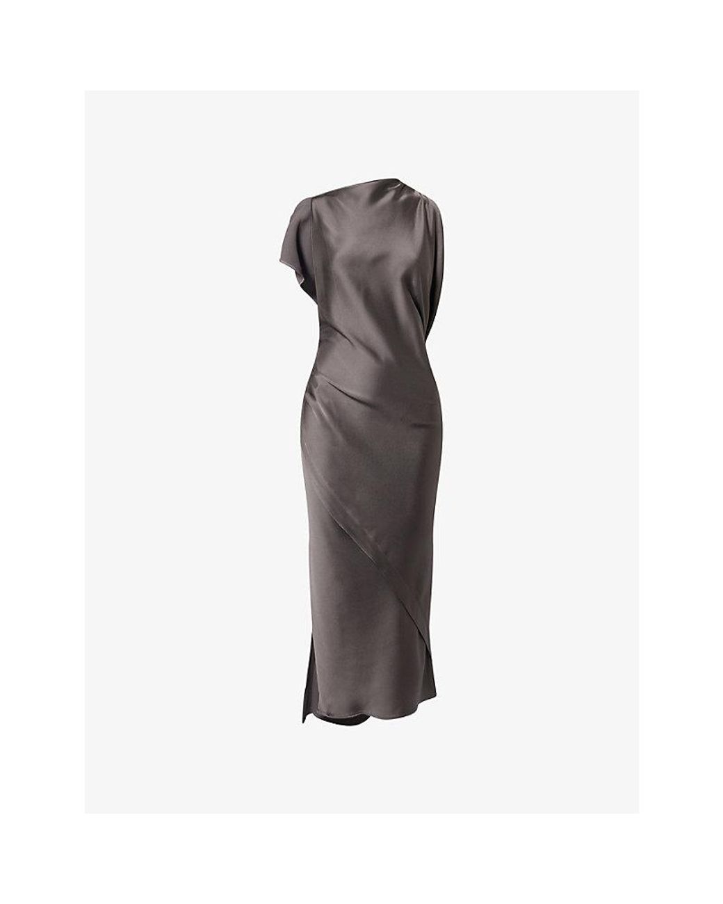 Victoria Beckham Brown Sleeveless Draped Satin Maxi Gown