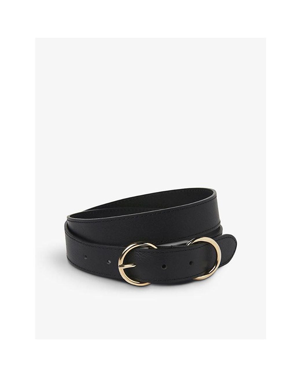 Whistles Black Double-Ring Leather Belt