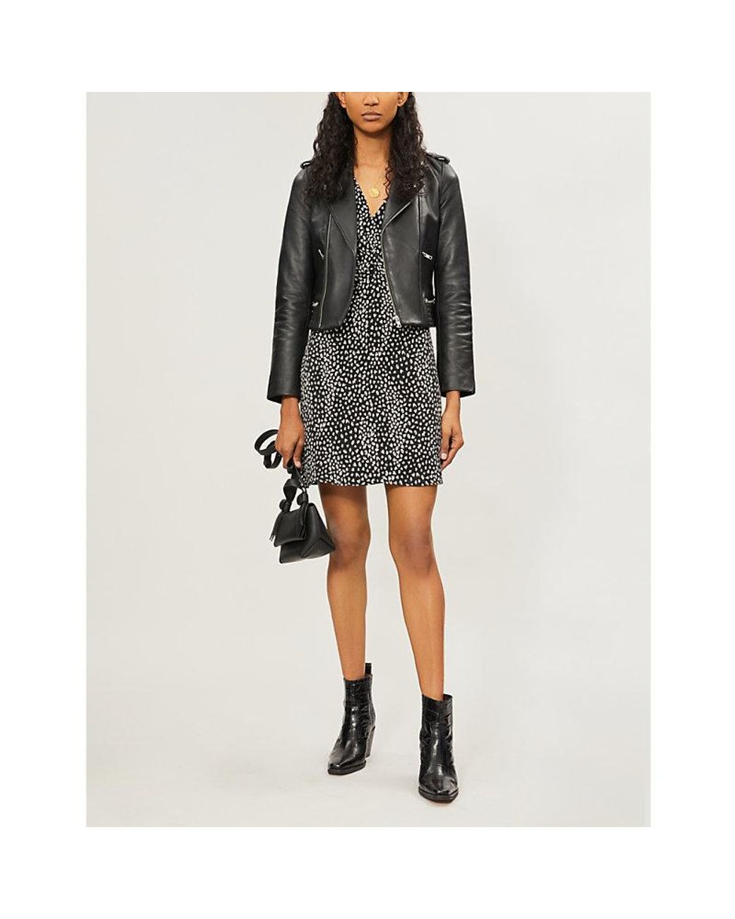 Maje basalt leather jacket Clearance