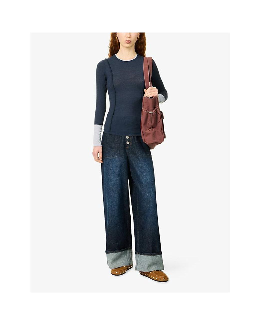 Damson Madder Blue Maven Sheer Stretch Modal-Blend Top