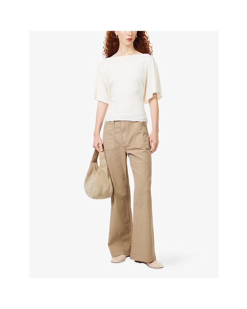PAIGE Natural Ari Utility Wide-Leg Cotton Trousers