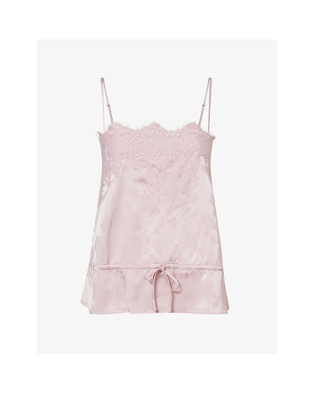 Reformation Pink Silvia Scalloped-Neck Satin Top