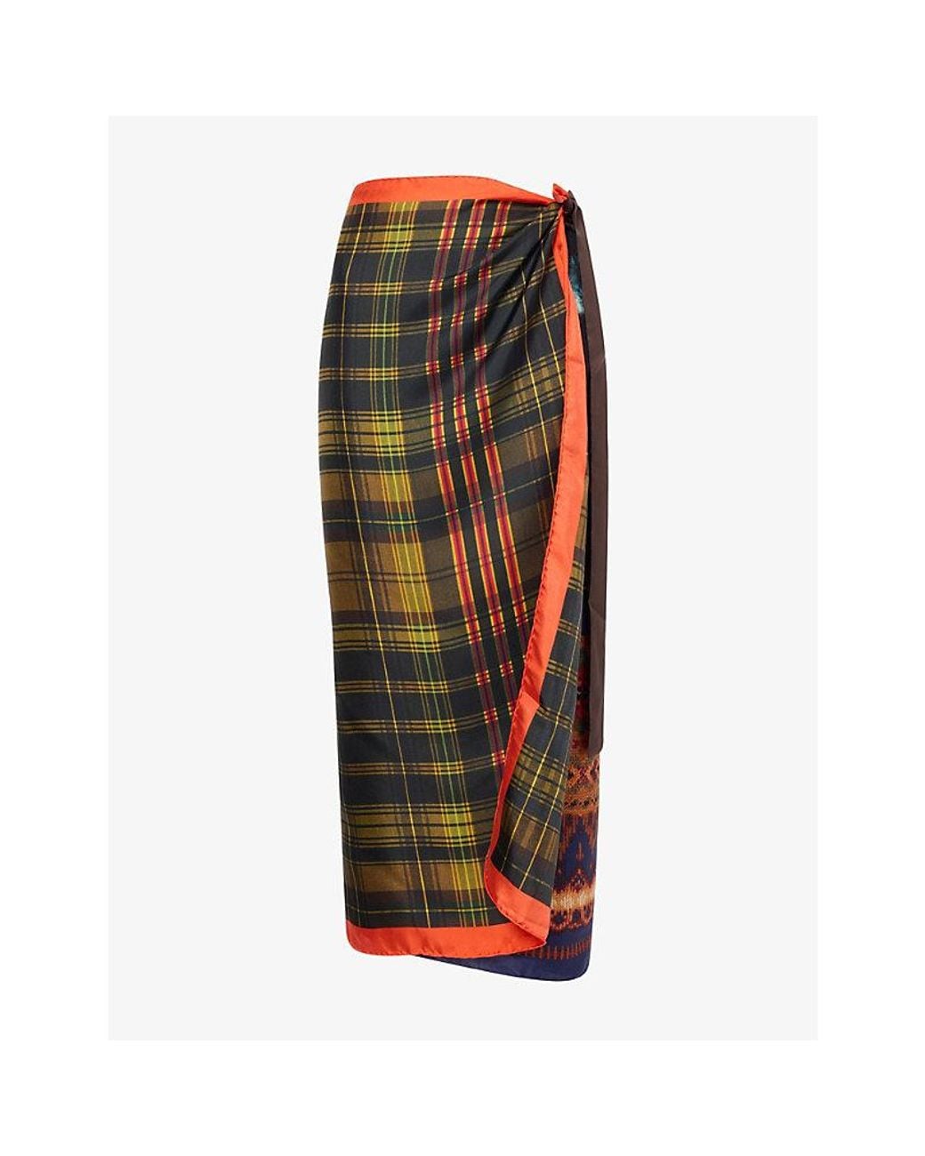 Dries Van Noten Multicolor Scarf-Print Wrap-Round Silk Midi Skirt