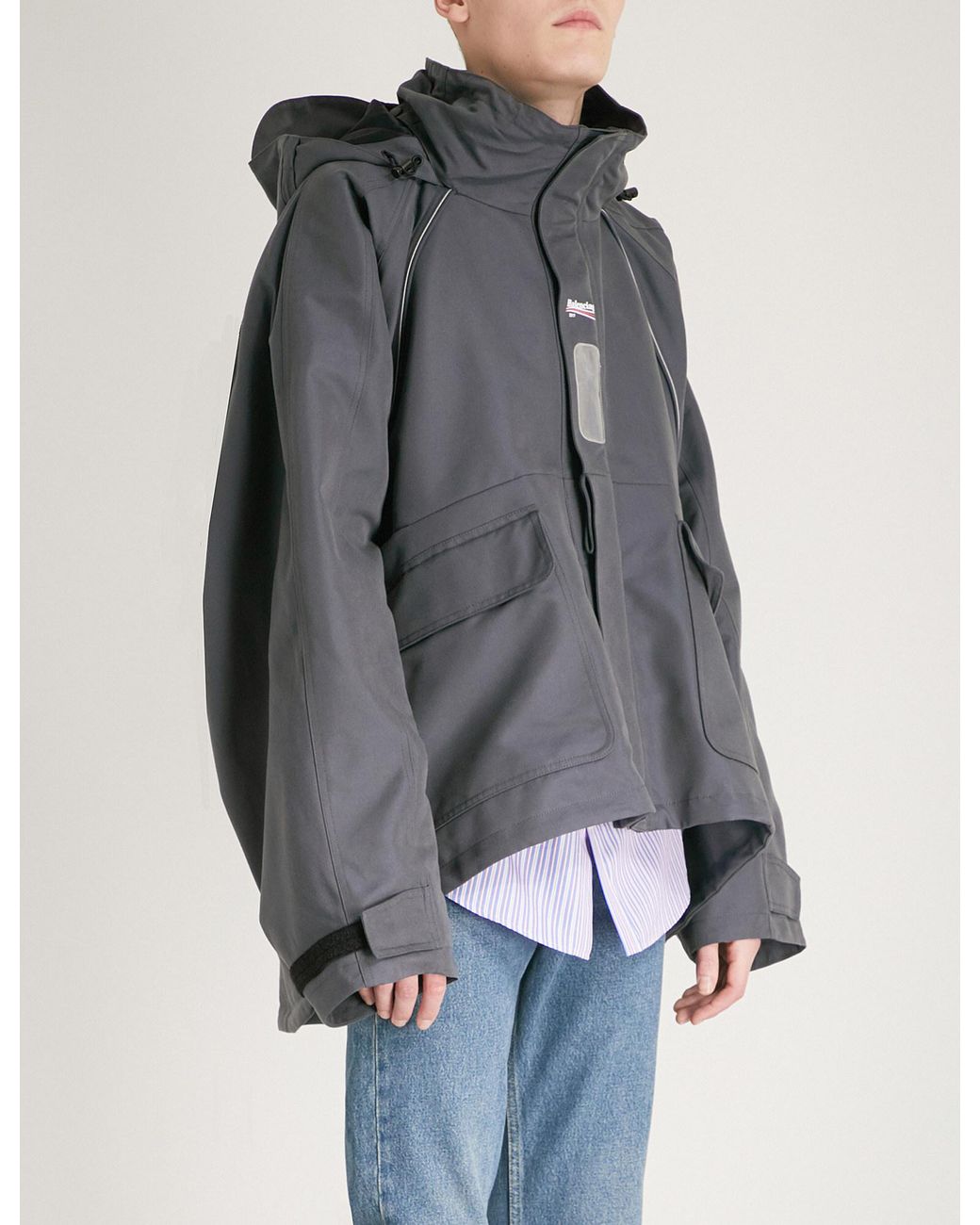 Balenciaga C-shape Shell Parka Coat in Gray for Men | Lyst