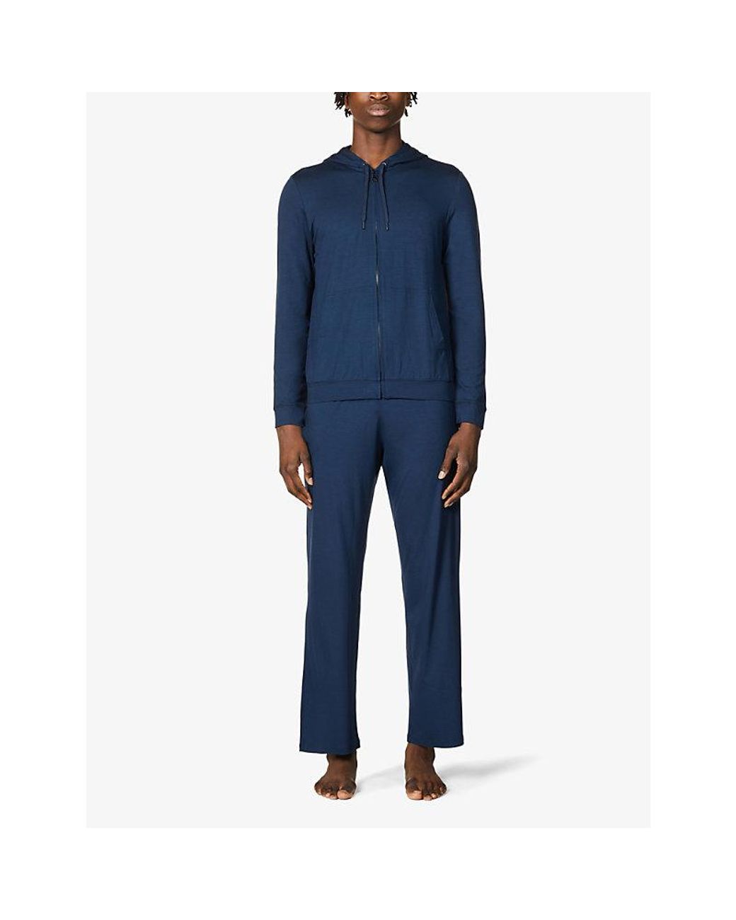 Derek Rose Blue Basel Jersey Hoody for men