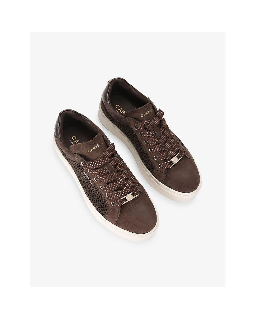 Carvela Kurt Geiger Brown Caprese Laser Suede Trainers