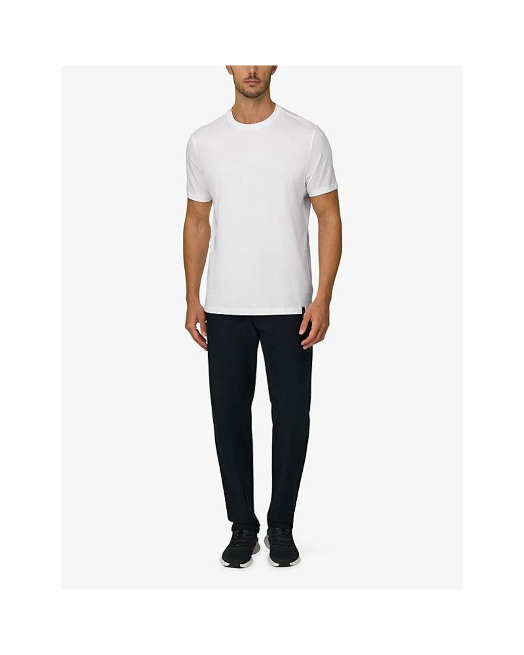 Boggi White Short-Sleeved Branded-Tab Stretch-Cotton T-Shirt for men