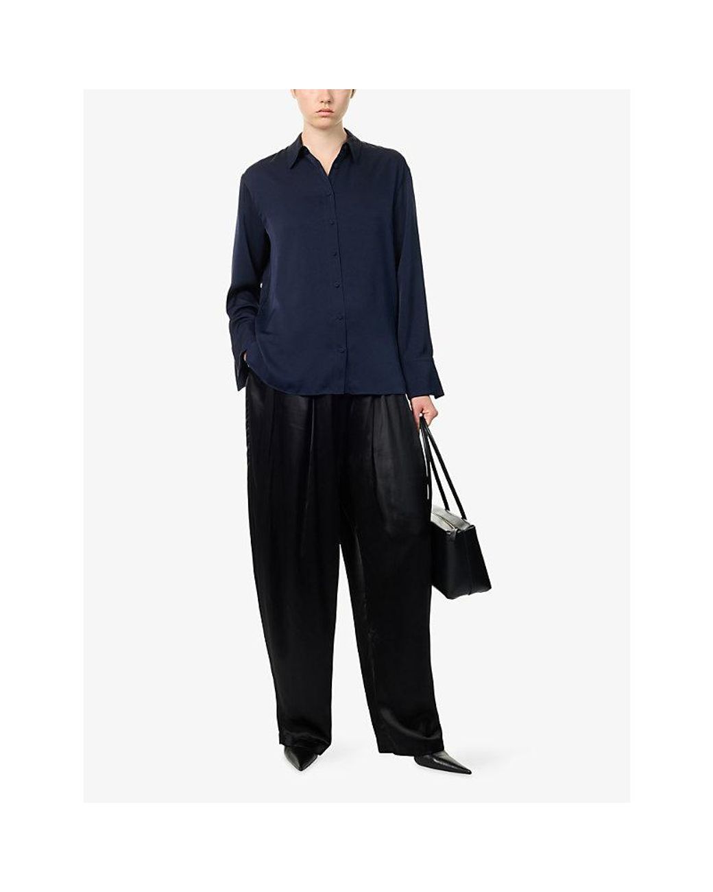 Veronica Beard Blue Lloyd Relaxed-Fit Satin Shirt