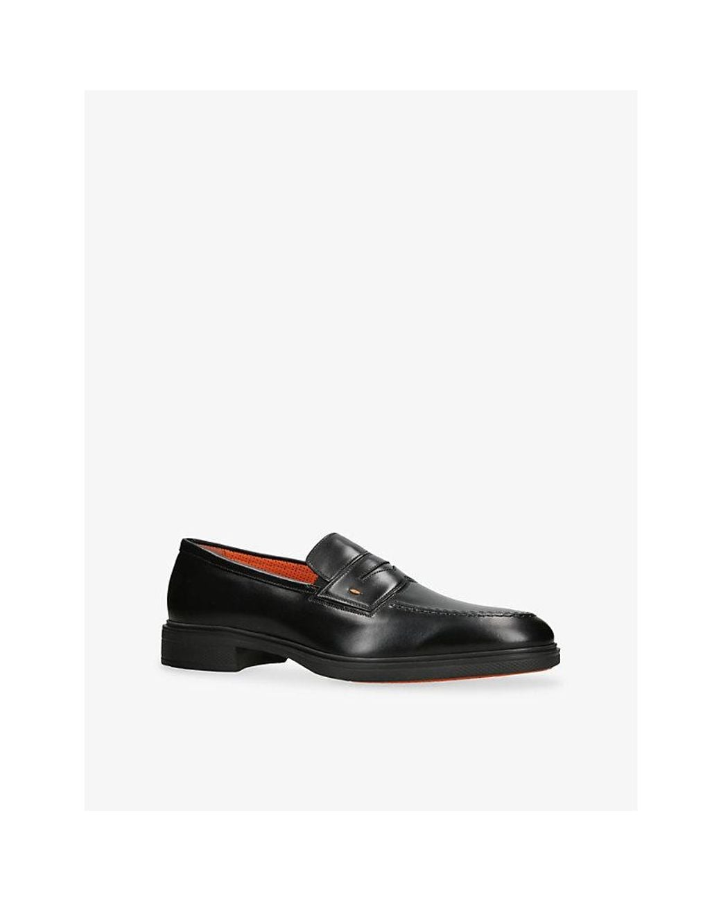 Santoni Black Easy Leather Loafers for men