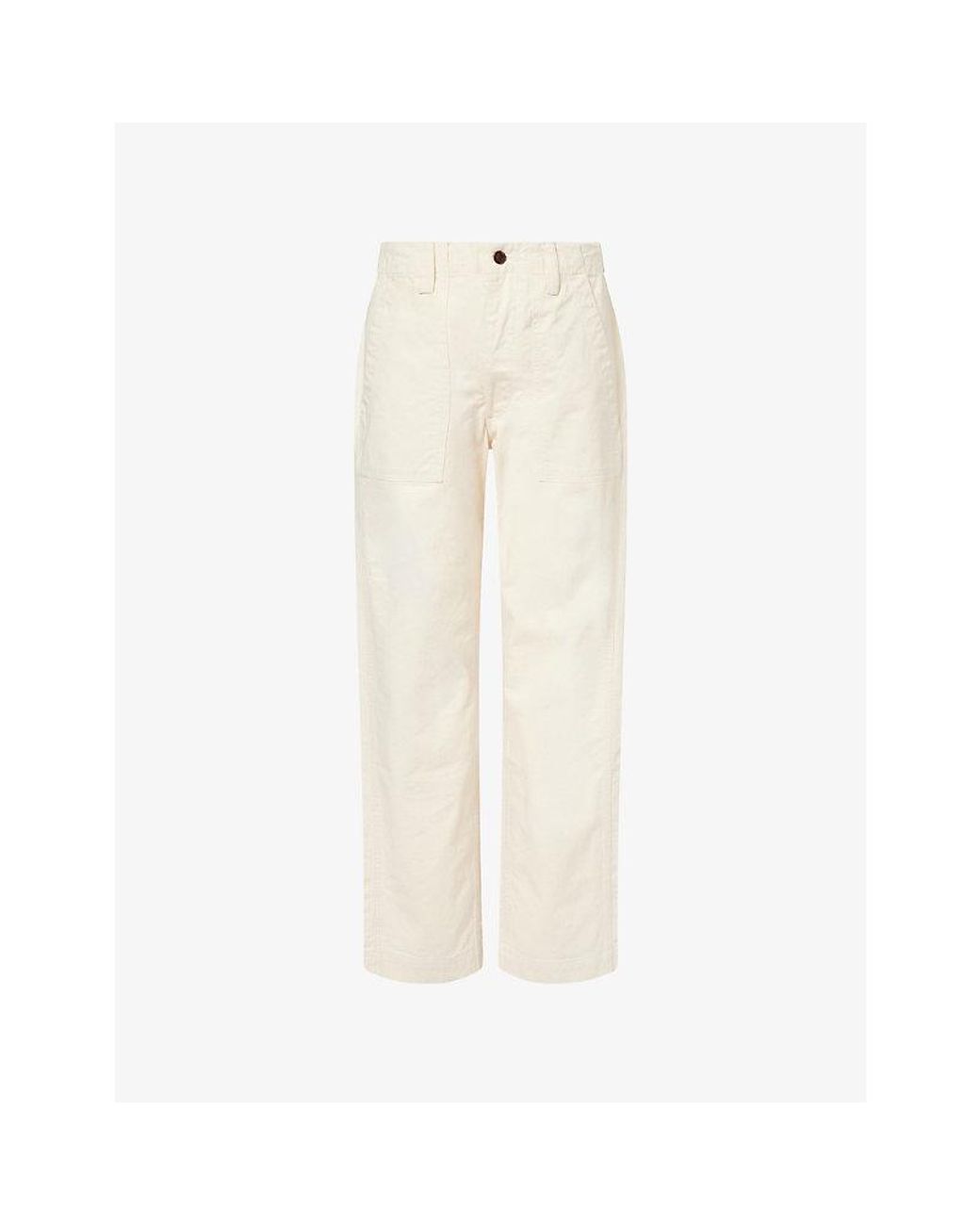 Drake's Natural Fatigue Straight-Leg Cotton-Twill Trousers for men
