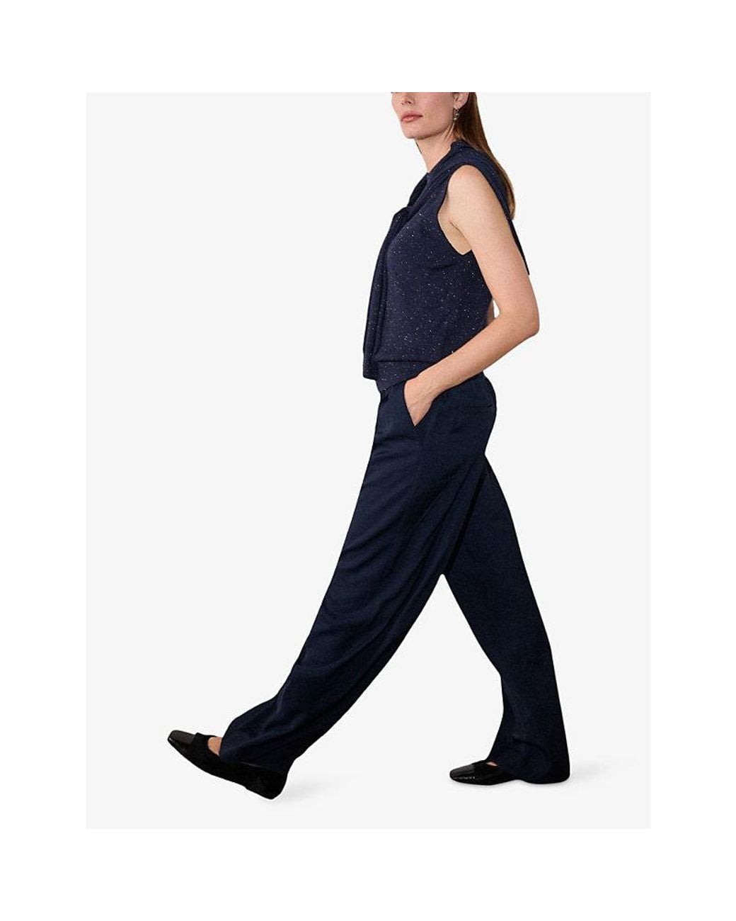 Whistles Blue Annie Sparkle Woven Tank Top