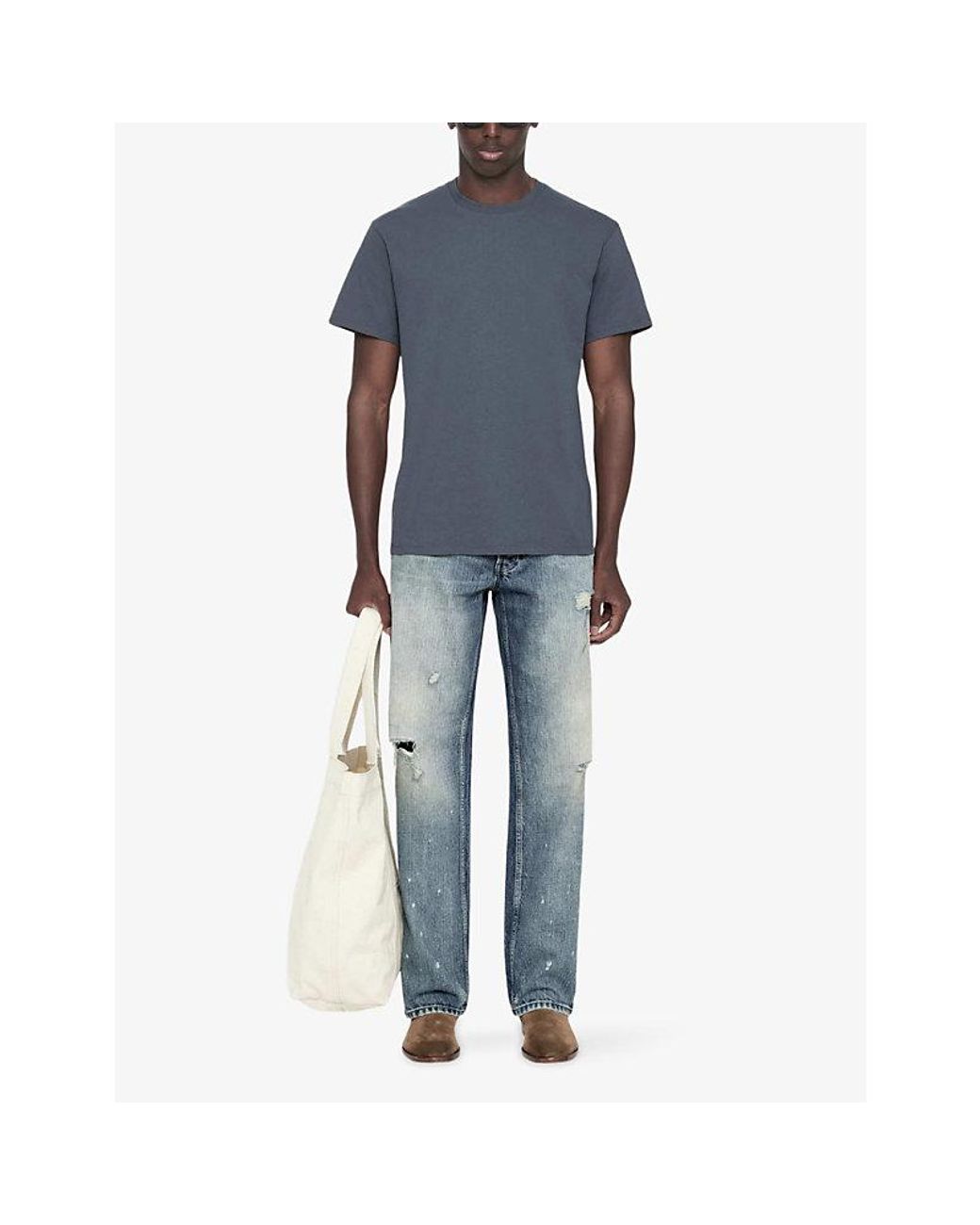 AllSaints Blue Hale Short-Sleeved Cotton-Jersey T-Shirt for men