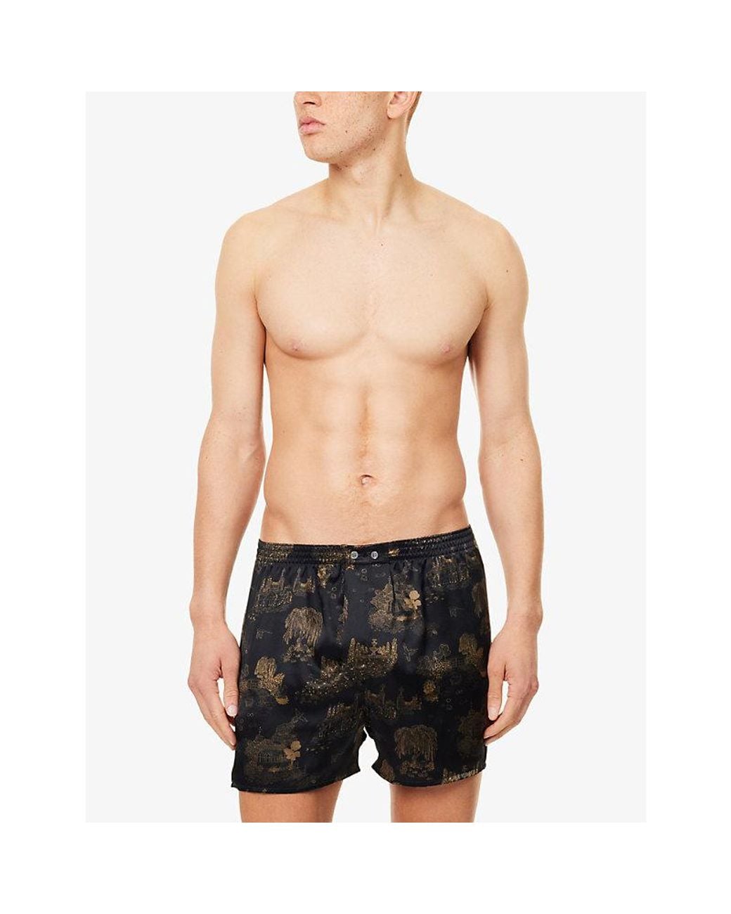 Derek Rose Black Brindisi Classic-Fit Silk Boxer Shorts for men