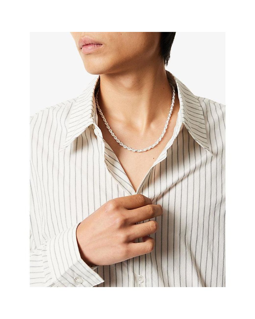Common Lines White Rope Chain 925 Sterling Necklace for men