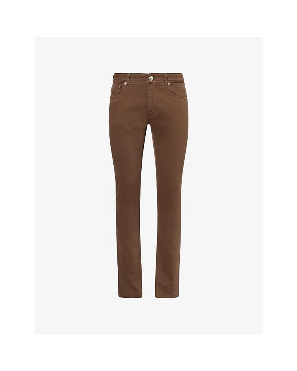Corneliani Brown Regular-Fit Tapered-Leg Cotton Chino Trousers for men
