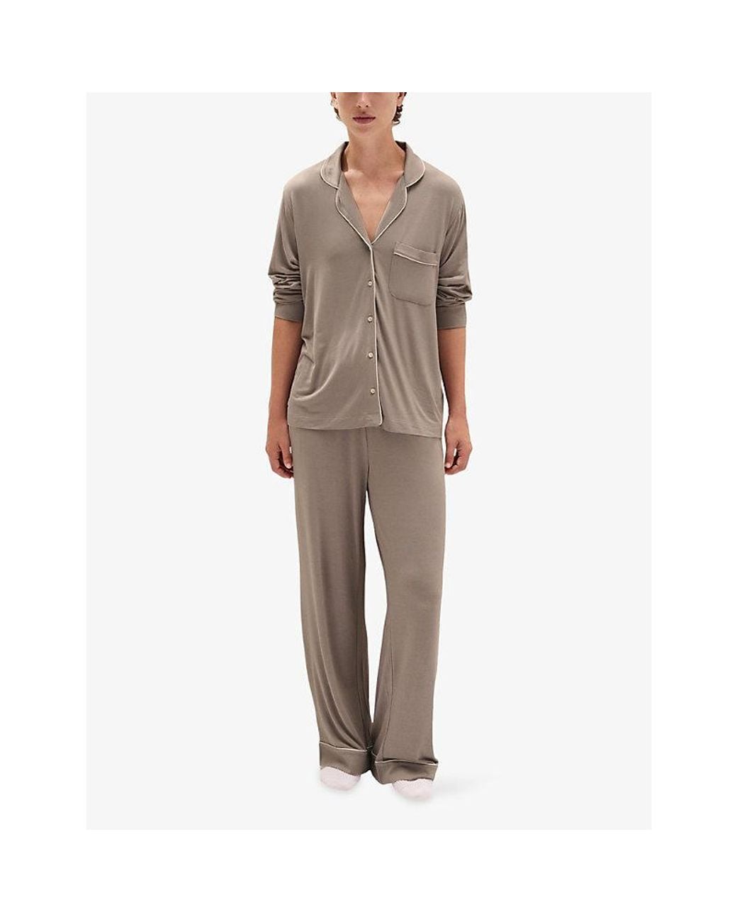 The White Company Multicolor Piped-Trim Relaxed-Fit Jersey Pyjama Set