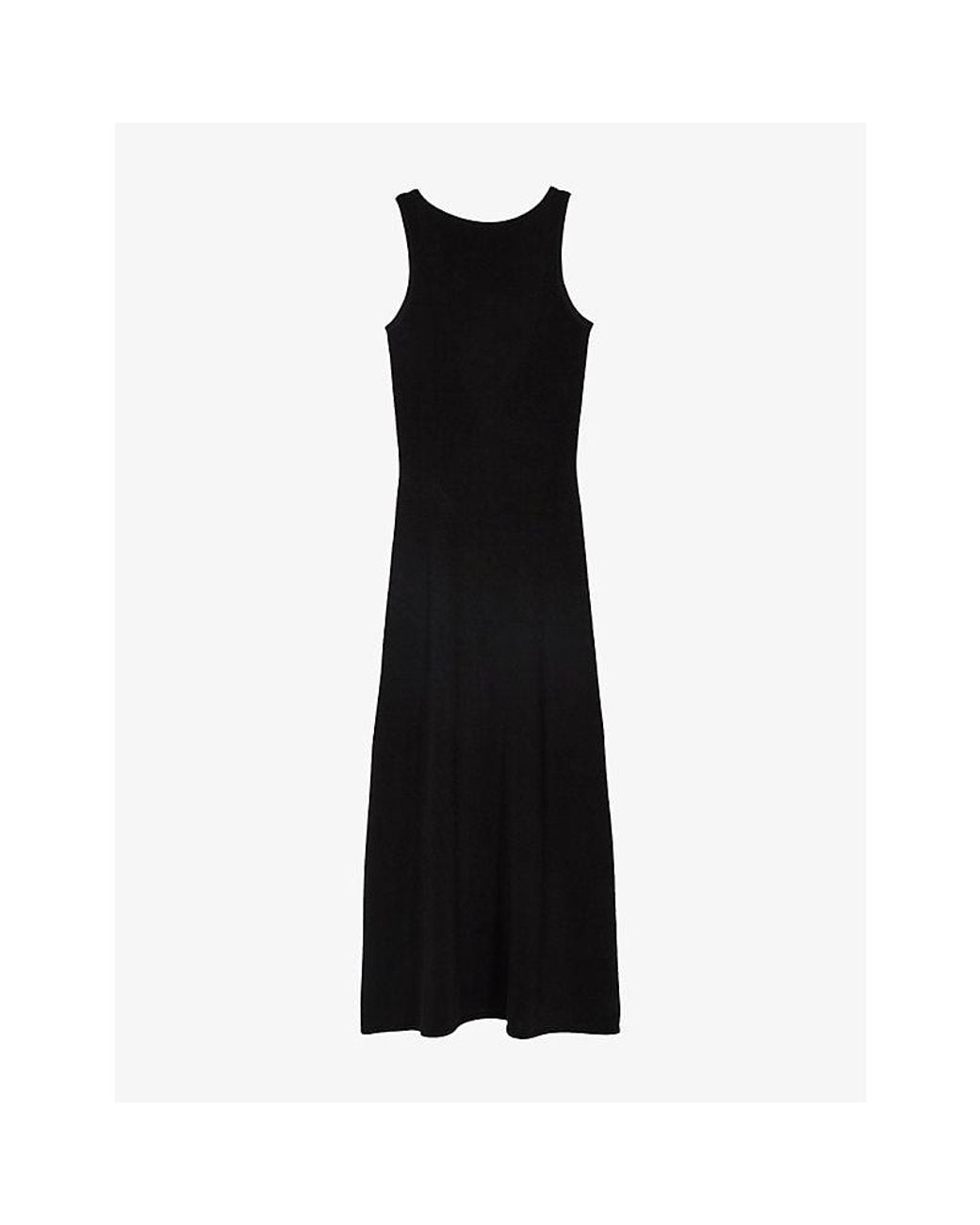 The Kooples Black Chain Boat-Neck Stretch-Mesh Maxi Dress