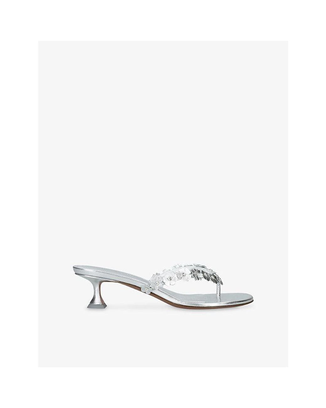 AMINA MUADDI White Janis Thong 45 Leather Heeled Sandals