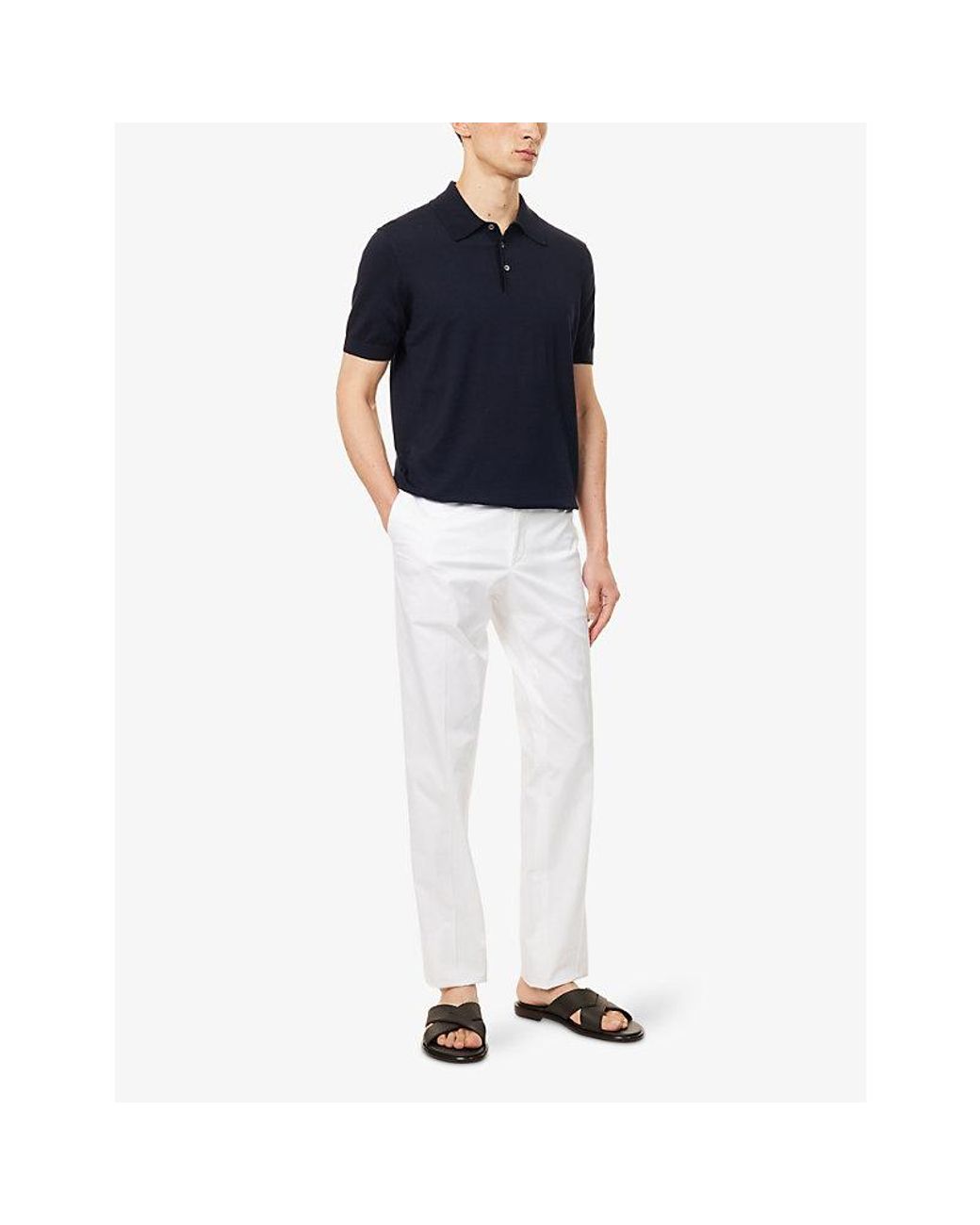 Dunhill Blue Short-Sleeves Regular-Fit Cotton And Silk Polo Shirt for men