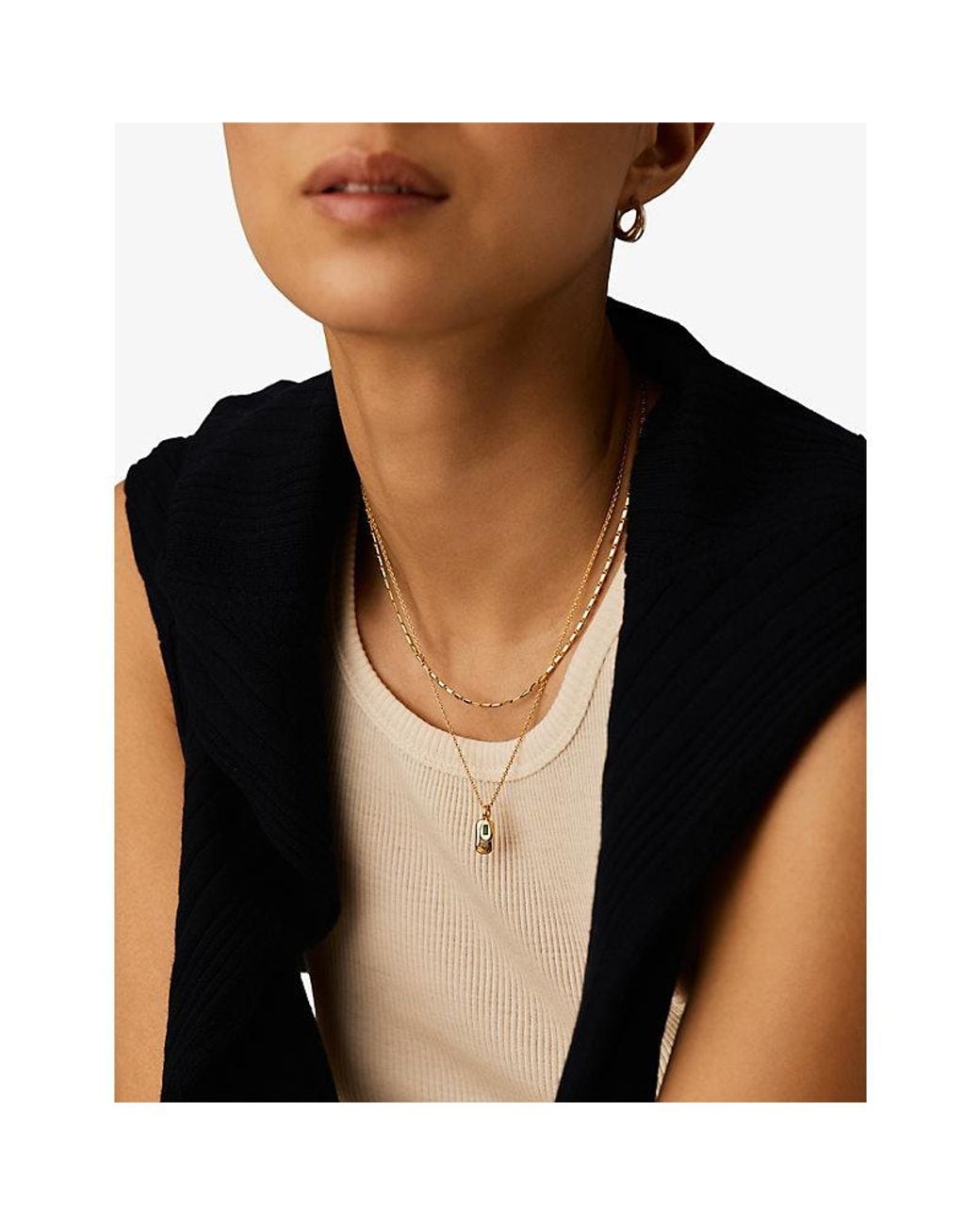 Missoma Metallic Molten Gemstone Bean 18Ct-Plated Brass Pendant Necklace