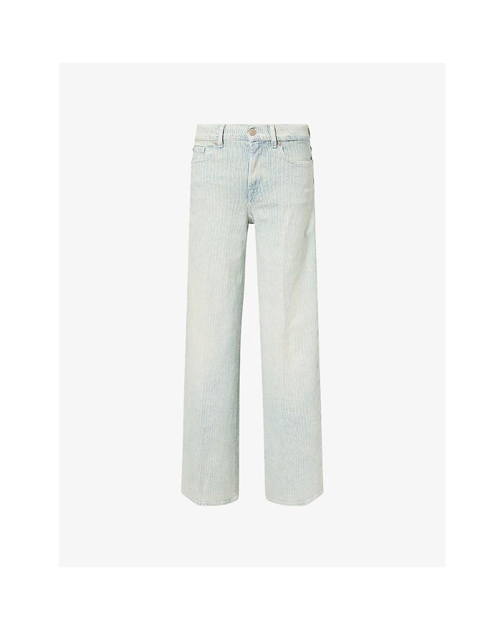 7 For All Mankind Blue Lotta Striped High-Rise Cotton Denim Jeans