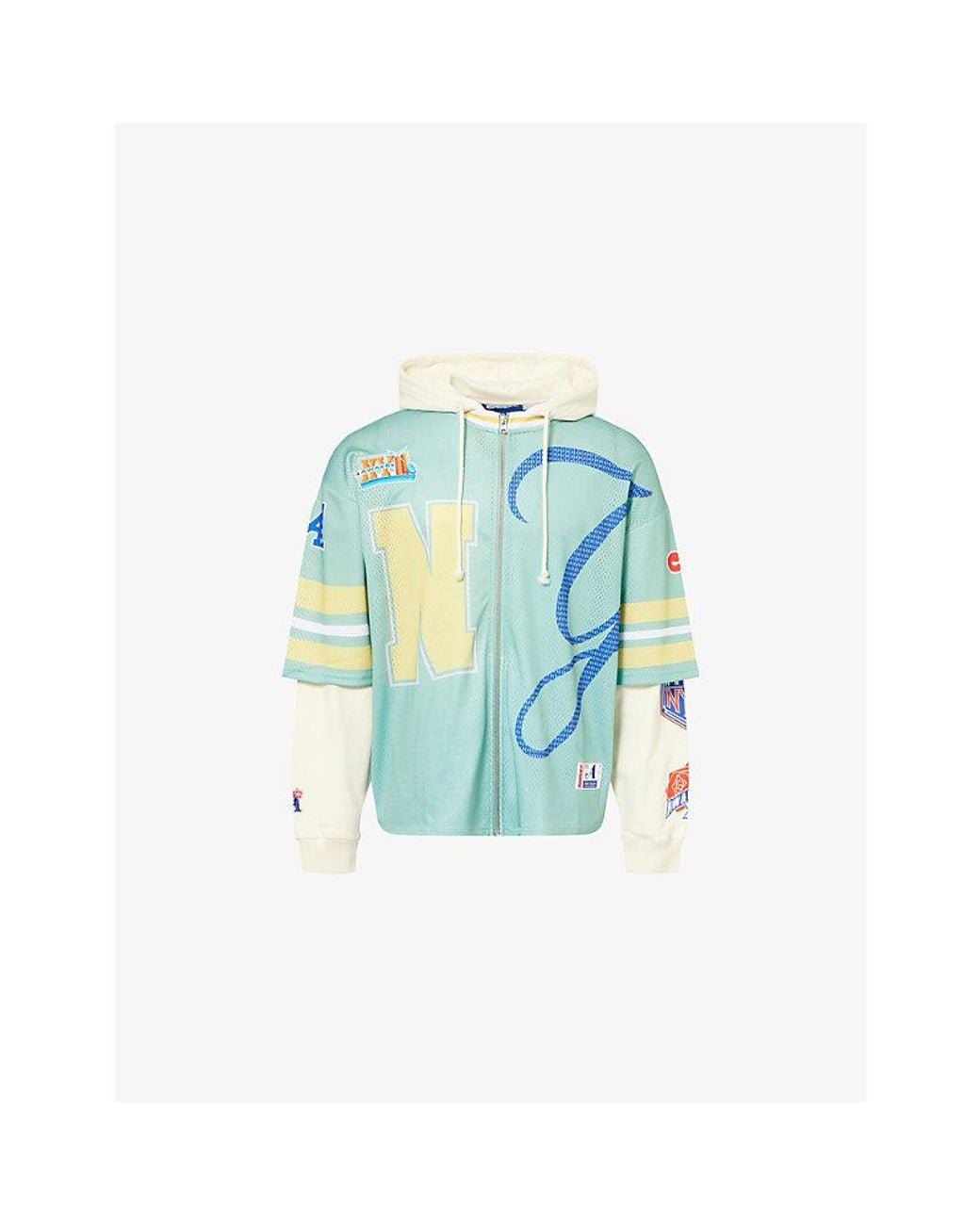 AWAKE NY Blue Headcrack Champs Graphic Mesh Hoody for men
