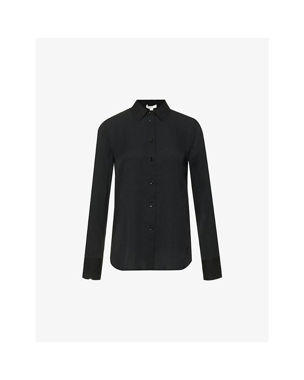 Vince Black Long-Sleeved Slim-Fit Stretch-Silk Shirt