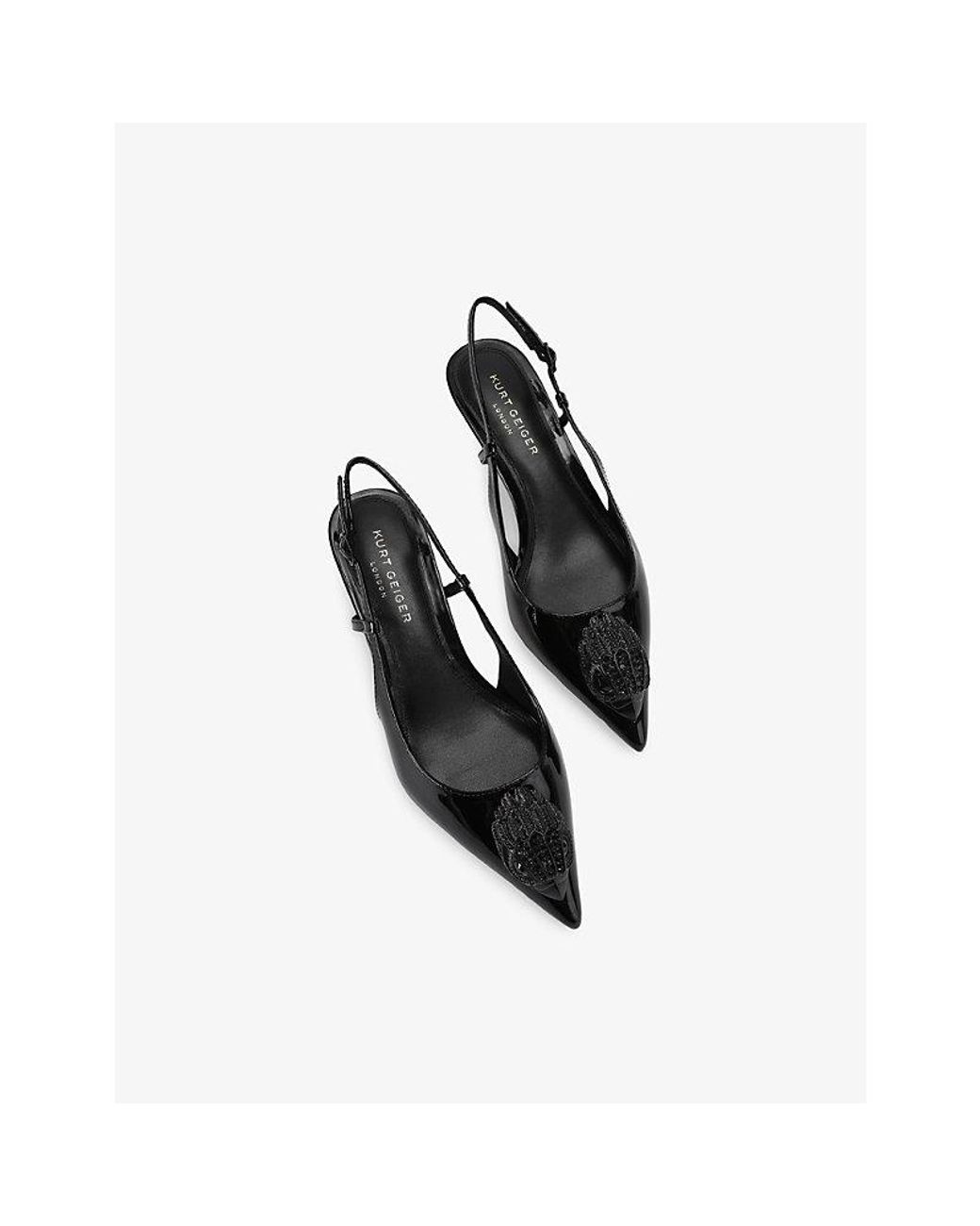 Kurt Geiger Black Belsize 40 Patent-Leather Heeled Slingbacks