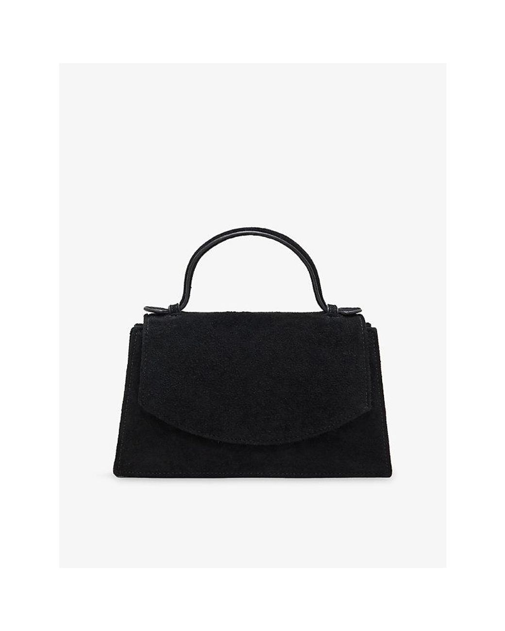 Phase Eight Black Top Handle Suede Bag