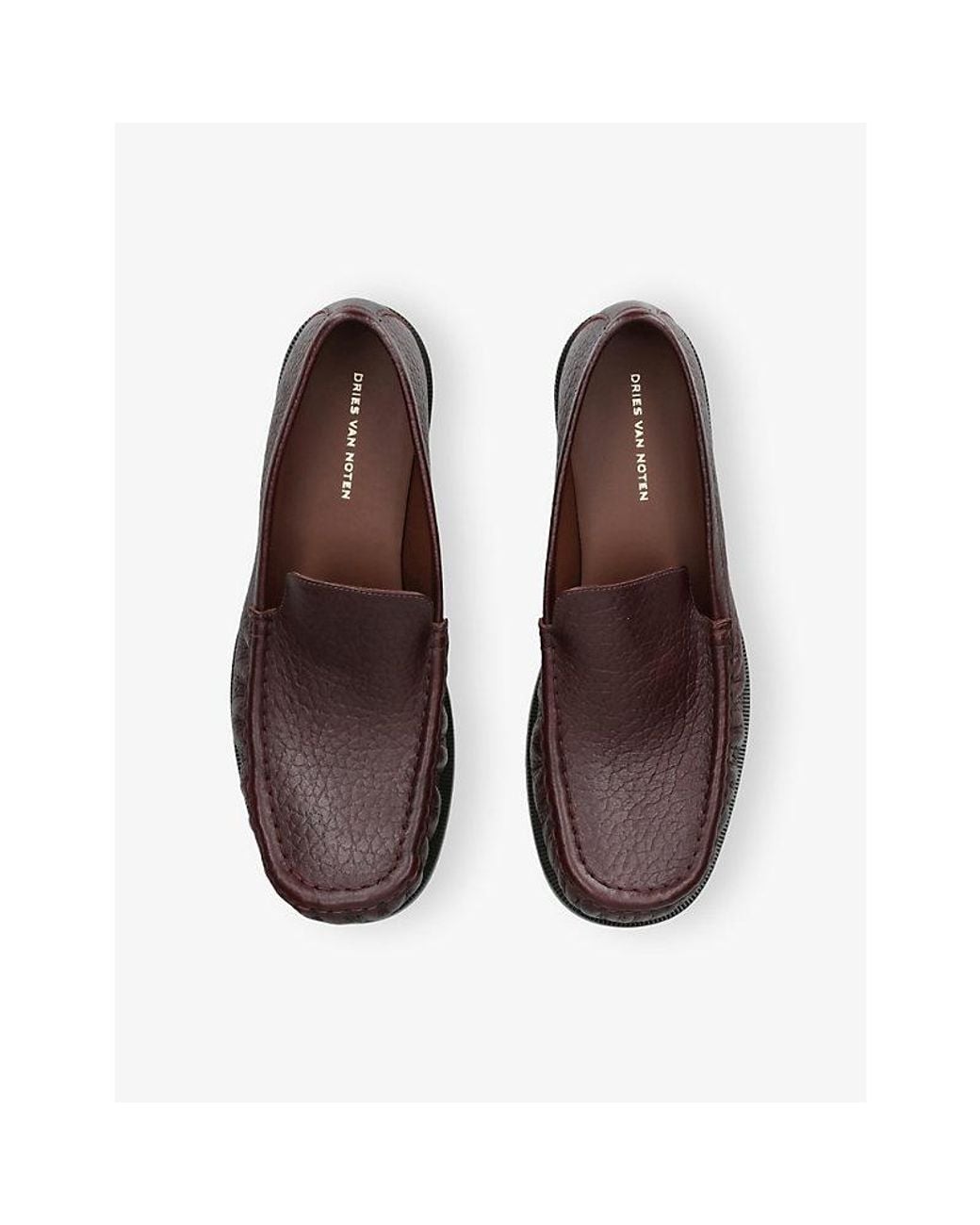 Dries Van Noten Brown Ruched Leather Loafers for men