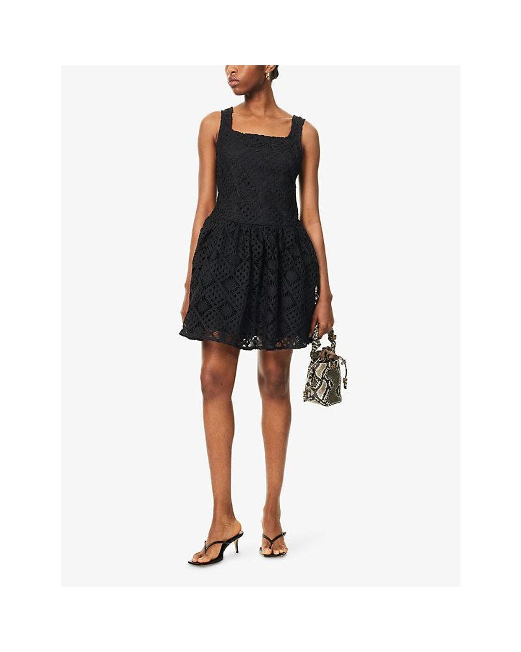 Amy Lynn Black Sylvie Crochet Woven Mini Dress