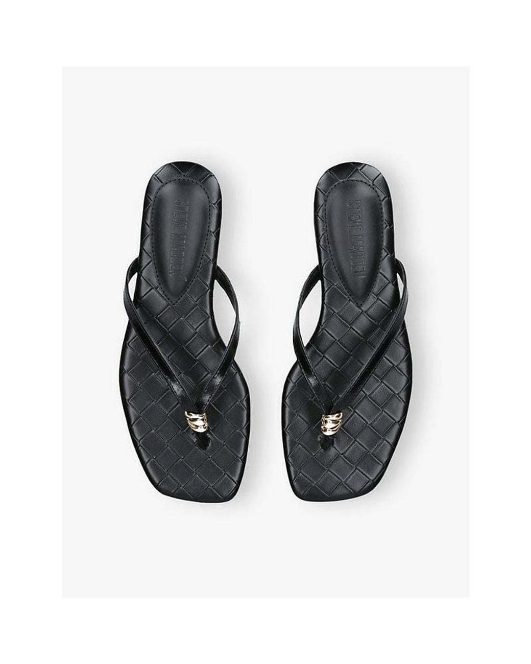 Steve Madden Black Maliyah Flat Leather Sandals