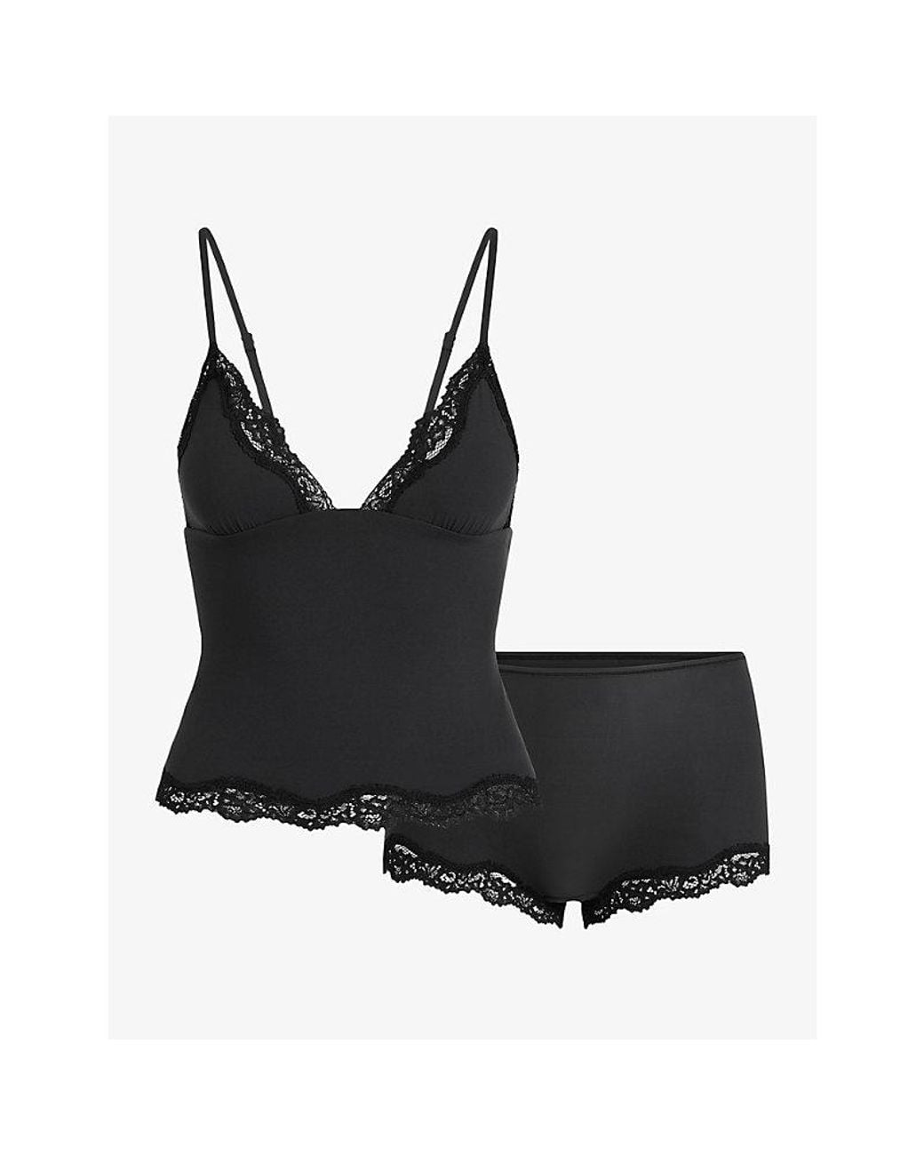 Skims Black Fits Everybody Lace-Trim Jersey Cami And Shorts Set