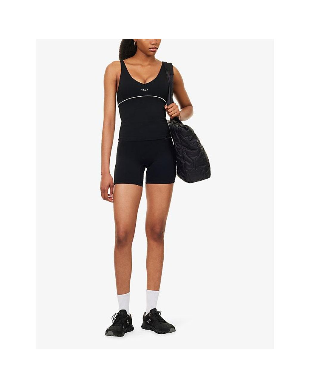 WE Are Tala Blue Skinluxe Contrast-Piping Workout Shorts
