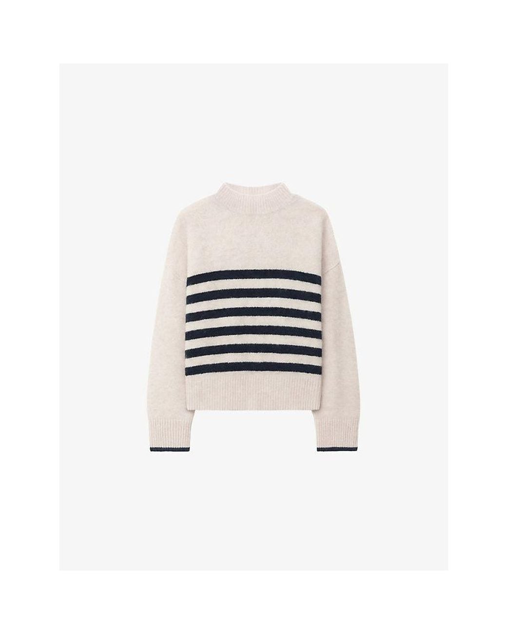 Ro&zo White Breton-Stripe High-Neck Wool-Blend Jumper
