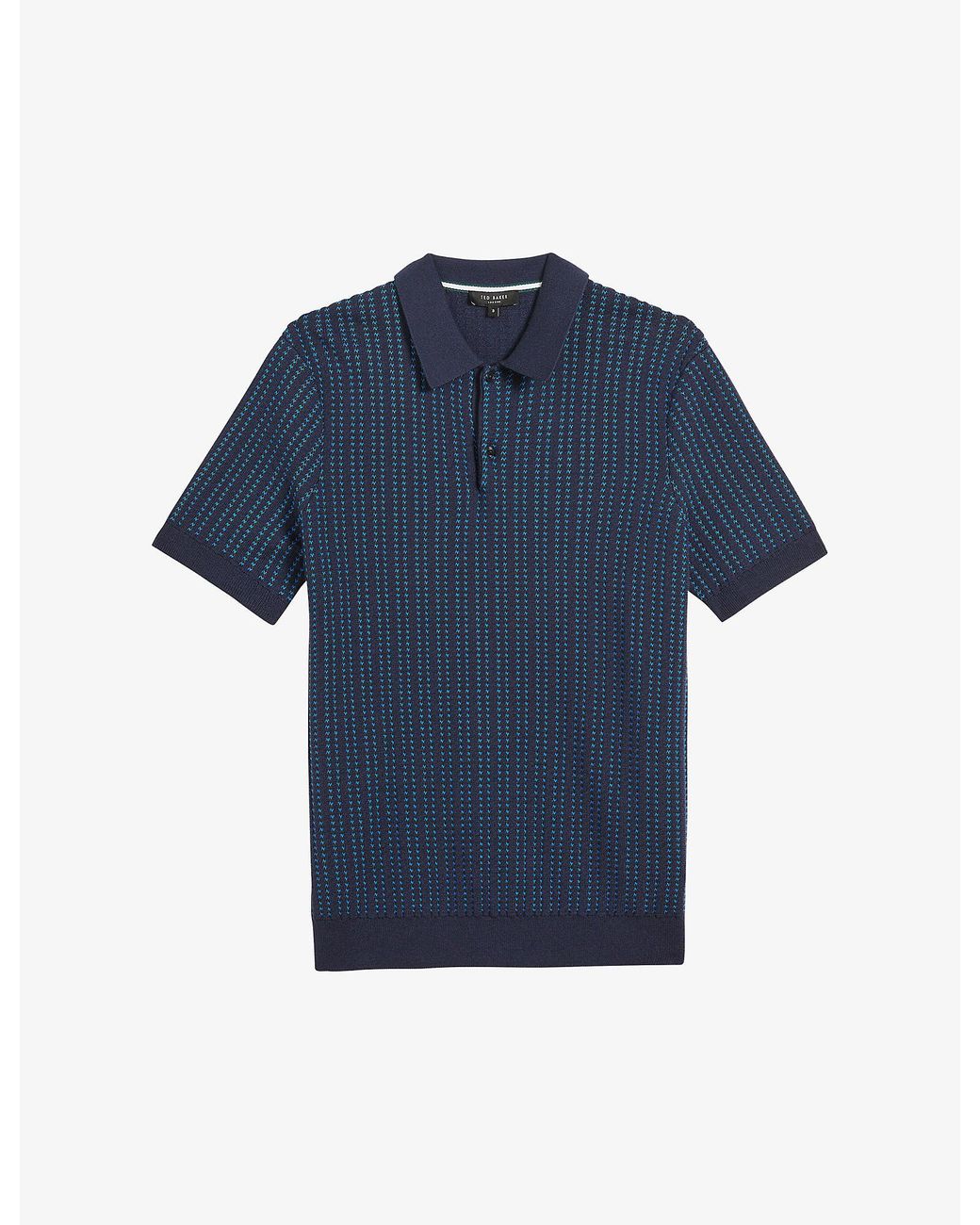 Ted Baker Peeble Textured Striped Knitted Polo Shirt in Blue for Men Lyst