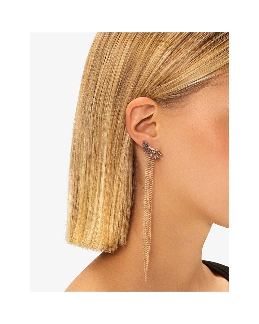 Kismet by Milka White Feather Arc 0.06Ct Diamond Stud Earring