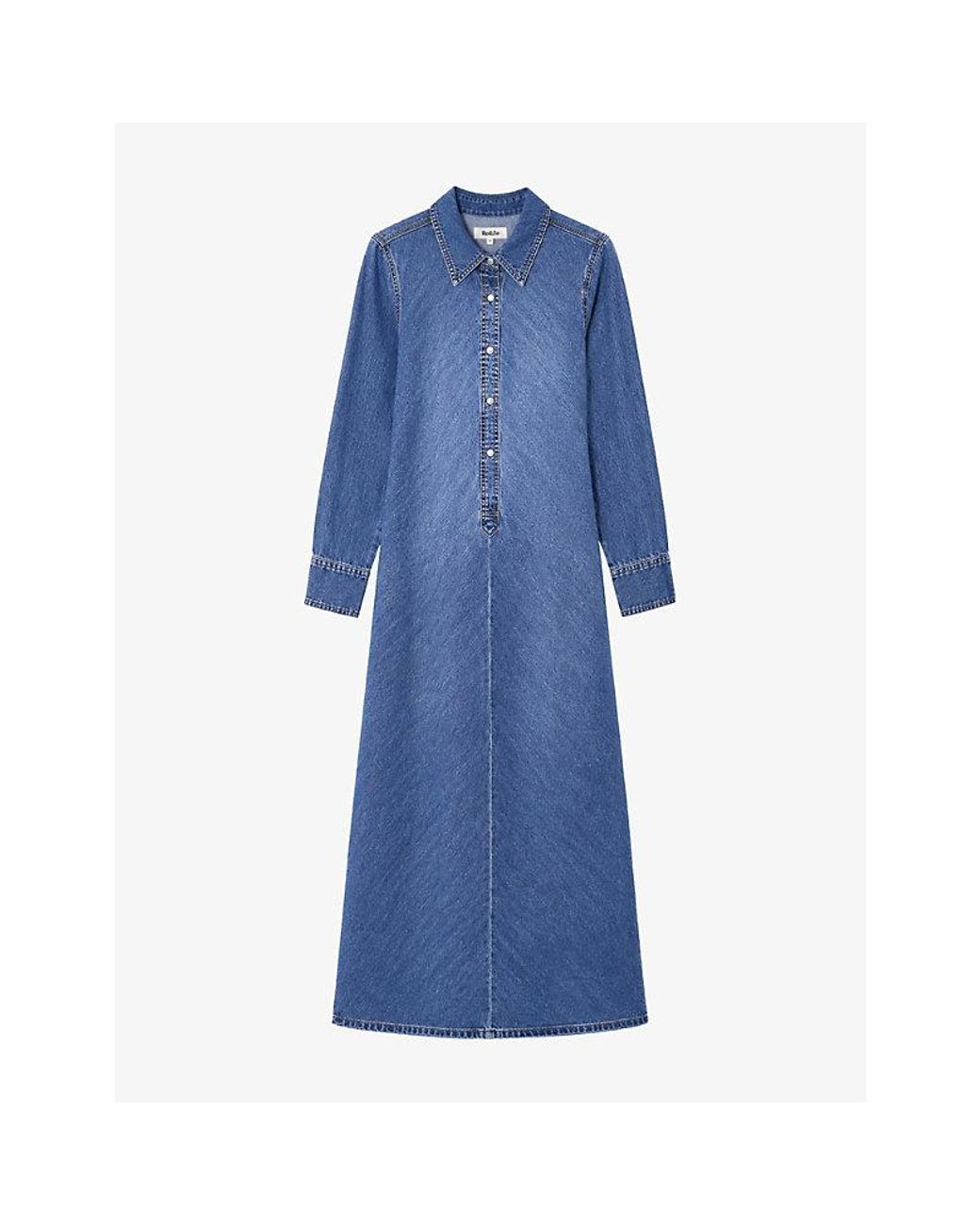 Ro&zo Blue Bias-Cut Denim Maxi Dress