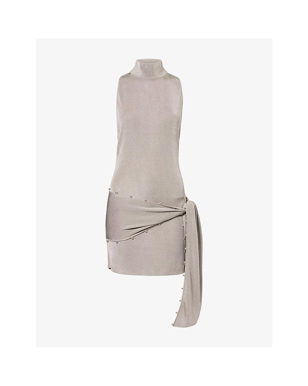De La Vali Gray Abril Turtleneck Knitted Mini Dress