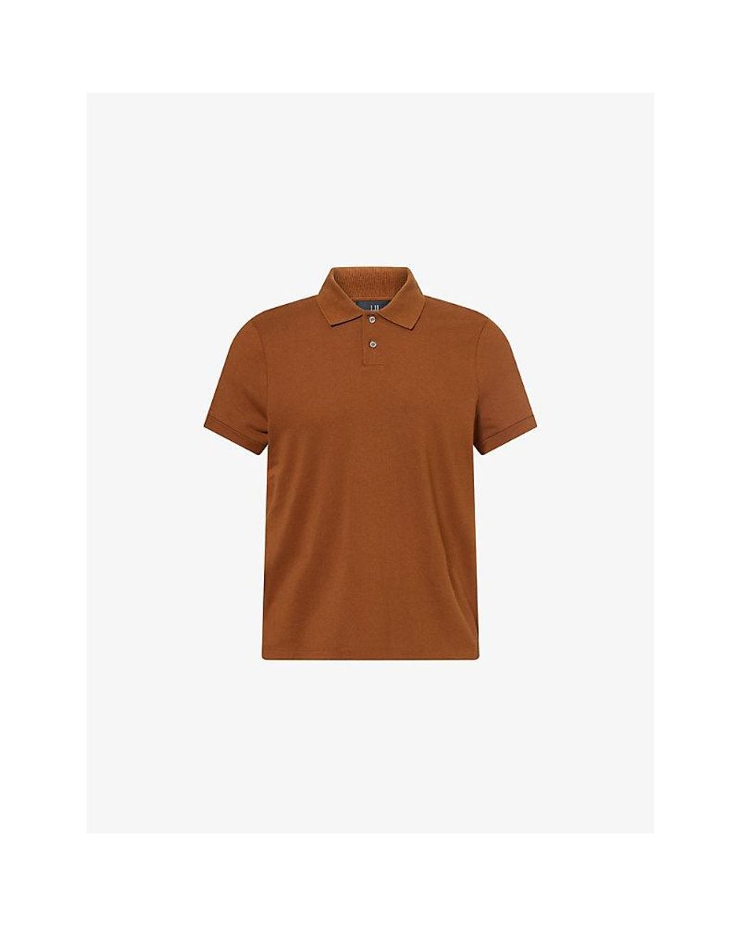Dunhill Brown Short-Sleeves Regular-Fit Cotton And Silk Polo Shirt for men