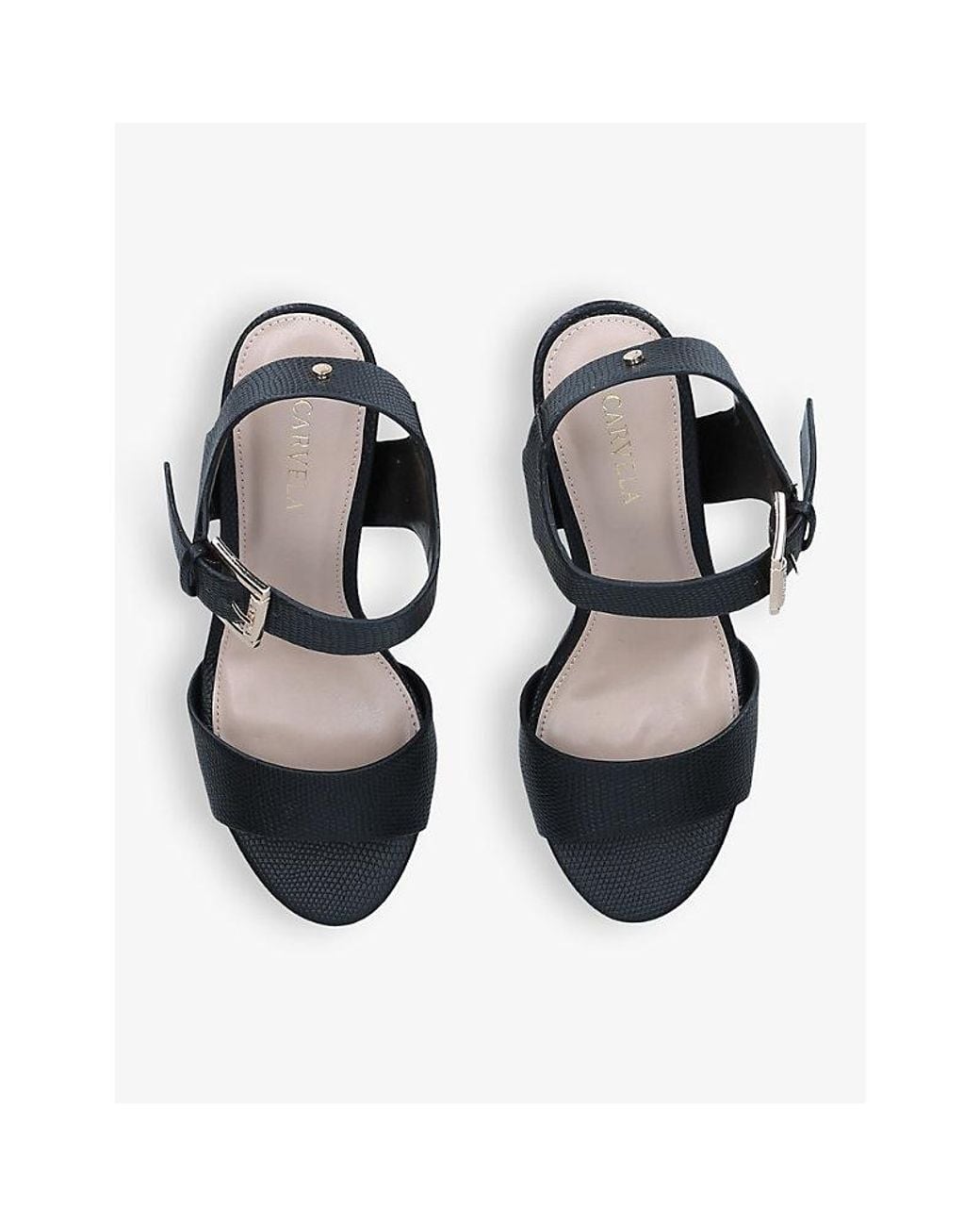 Carvela Kurt Geiger Blue Sadie 2 Textured Heeled Faux-Leather Sandals