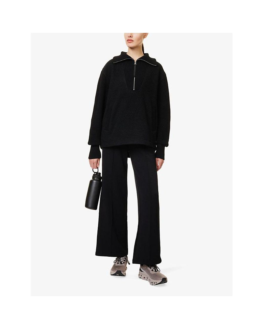 Varley Blue Drawstring-Waistband Wide-Leg Mid-Rise Stretch-Woven Trousers