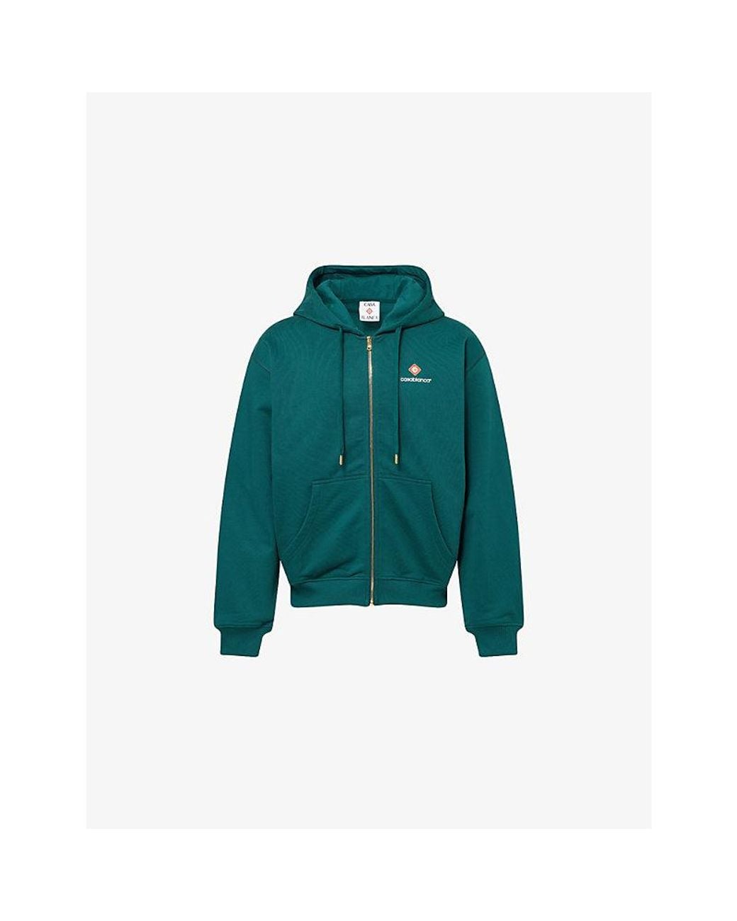 Casablanca Green Classic Zip-Up Cotton-Jersey Hoody for men